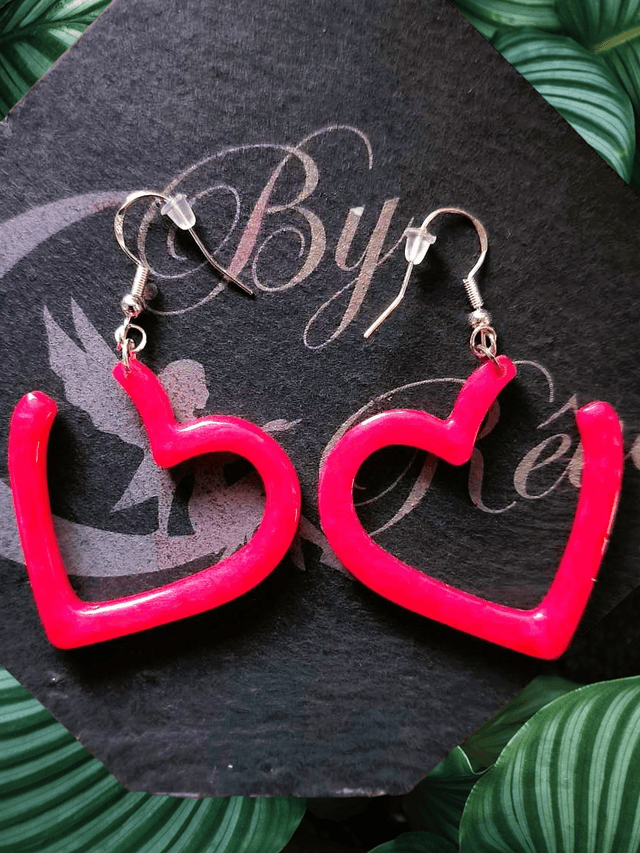BOUCLES D'OREILLES - COEURS ROSES