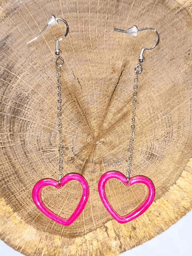 BOUCLES D'OREILLES - COEURS PENDANTS