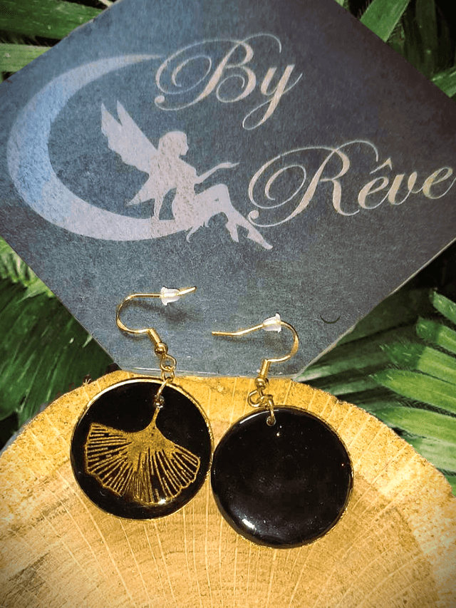 BOUCLES D&#039;OREILLES  - FEUILLES DE GINKGO